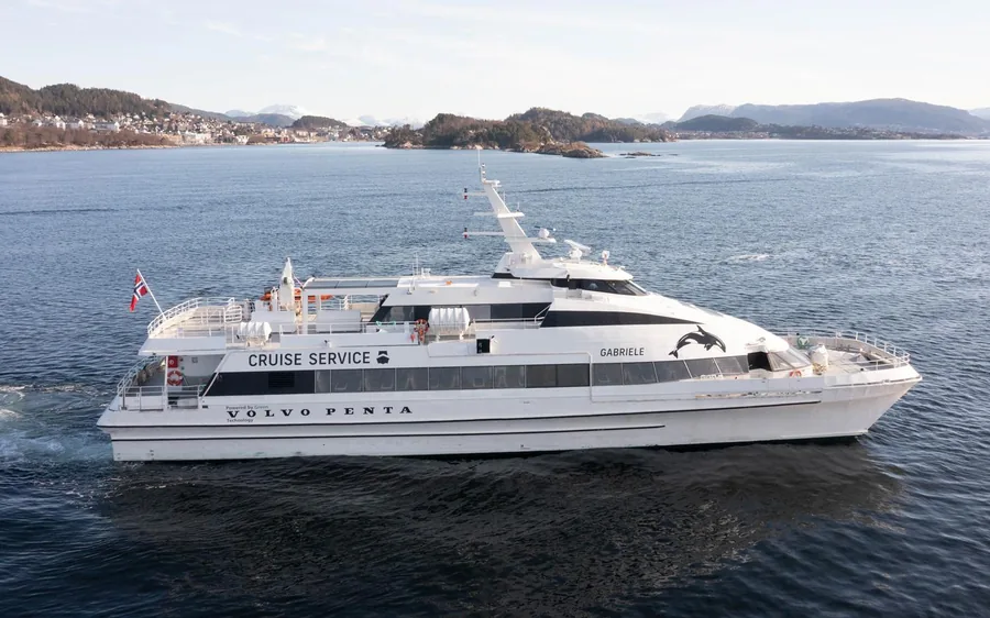 The whale safari vessel MS Gabriele in a fjord near Tromso